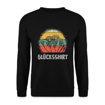 Glücksshirt Pilze sammeln Pilzsammler shrooming - Unisex Pullover - Schwarz - Vorne - Alina (178cm) & Michal (187cm)