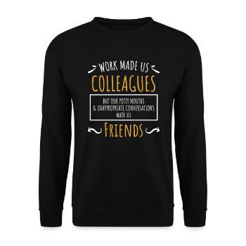 Arbeitskollege Freund Verabschiedung Jobwechsel - Unisex Pullover - Schwarz - Vorne - Alina (178cm) & Michal (187cm)