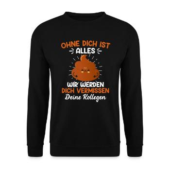 Abschied Kollege Jobwechsel Arbeitswechsel - Unisex Pullover - Schwarz - Vorne - Alina (178cm) & Michal (187cm)