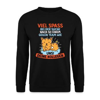 Verabschiedung Arbeitskollege Kollegin Jobwechsel - Unisex Pullover - Schwarz - Vorne - Alina (178cm) & Michal (187cm)