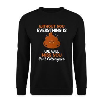 Abschied Kollege Jobwechsel Arbeitswechsel - Unisex Pullover - Schwarz - Vorne - Alina (178cm) & Michal (187cm)