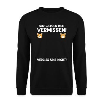 Wir werden dich vermissen Jobwechsel Abschied - Unisex Pullover - Schwarz - Vorne - Alina (178cm) & Michal (187cm)