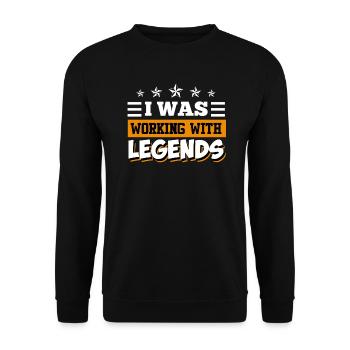 I was working with legends Verabschiedung - Unisex Pullover - Schwarz - Vorne - Alina (178cm) & Michal (187cm)