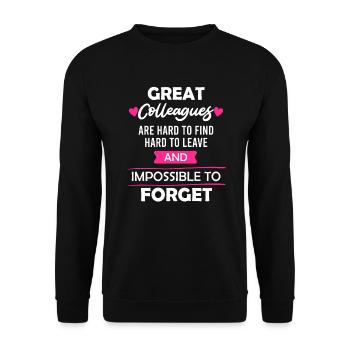 Kollege Abschied Jobwechsel Arbeitswechsel - Unisex Pullover - Schwarz - Vorne - Alina (178cm) & Michal (187cm)