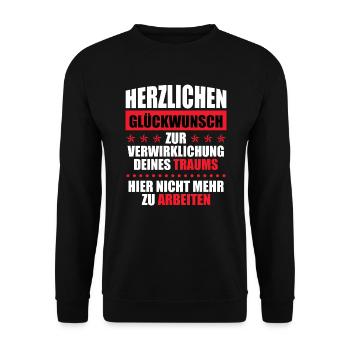 Jobwechsel Arbeitskollege lustig Verabschiedung - Unisex Pullover - Schwarz - Vorne - Alina (178cm) & Michal (187cm)