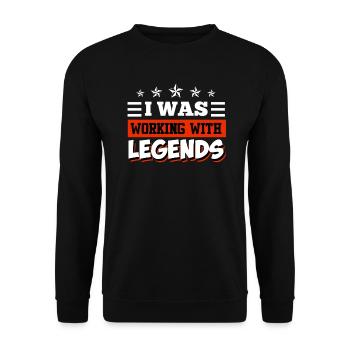 I was working with legends Verabschiedung - Unisex Pullover - Schwarz - Vorne - Alina (178cm) & Michal (187cm)