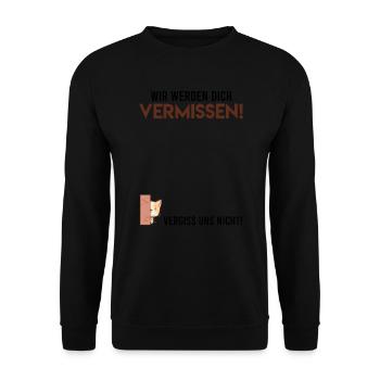Wir werden dich vermissen Abschied Kollege - Unisex Pullover - Schwarz - Vorne - Alina (178cm) & Michal (187cm)