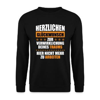 Jobwechsel Arbeitskollege lustig Verabschiedung - Unisex Pullover - Schwarz - Vorne - Alina (178cm) & Michal (187cm)