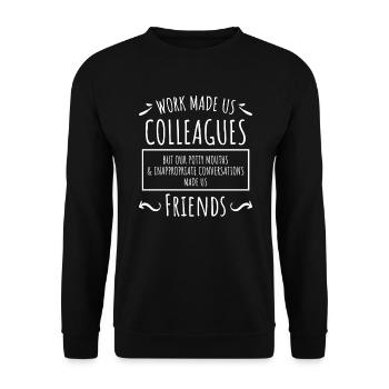 Arbeitskollege Freund Verabschiedung Jobwechsel - Unisex Pullover - Schwarz - Vorne - Alina (178cm) & Michal (187cm)
