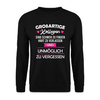 Kollege Abschied Jobwechsel Arbeitswechsel - Unisex Pullover - Schwarz - Vorne - Alina (178cm) & Michal (187cm)