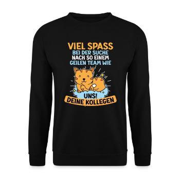 Verabschiedung Arbeitskollege Kollegin Jobwechsel - Unisex Pullover - Schwarz - Vorne - Alina (178cm) & Michal (187cm)
