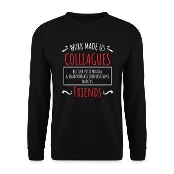 Arbeitskollege Freund Verabschiedung Jobwechsel - Unisex Pullover - Schwarz - Vorne - Alina (178cm) & Michal (187cm)
