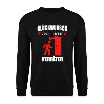 Glückwunsch zur Flucht Verräter Jobwechsel - Unisex Pullover - Schwarz - Vorne - Alina (178cm) & Michal (187cm)