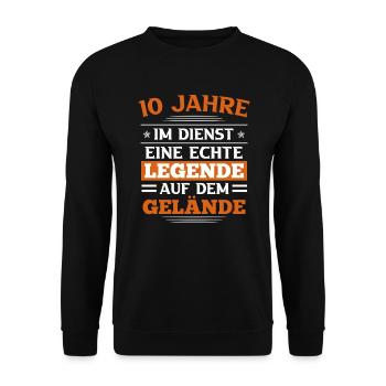 Firmenjubiläum 10 Jahre Dienstjubiläum - Unisex Pullover - Schwarz - Vorne - Alina (178cm) & Michal (187cm)