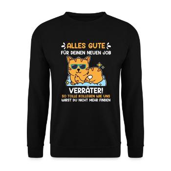 Alles gute Verräter Jobwechsel Kollege - Unisex Pullover - Schwarz - Vorne - Alina (178cm) & Michal (187cm)