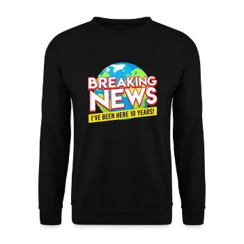 Firmenjubiläum 10 Jahre Dienstjubiläum - Unisex Pullover - Schwarz - Vorne - Alina (178cm) & Michal (187cm)