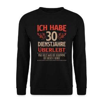 Arbeitsjubiläum 30 Jahre Dienstjubiläum - Unisex Pullover - Schwarz - Vorne - Alina (178cm) & Michal (187cm)