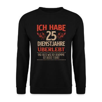 Dienstjubiläum 25 Jahre Firmenjubiläum - Unisex Pullover - Schwarz - Vorne - Alina (178cm) & Michal (187cm)