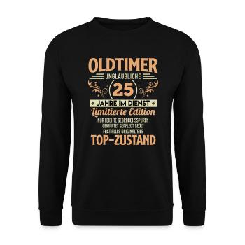 Dienstjubiläum 25 Jahre Firmenjubiläum - Unisex Pullover - Schwarz - Vorne - Alina (178cm) & Michal (187cm)