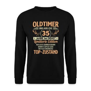 35 Dienstjahre Dienstjubiläum 35 Jahre - Unisex Pullover - Schwarz - Vorne - Alina (178cm) & Michal (187cm)