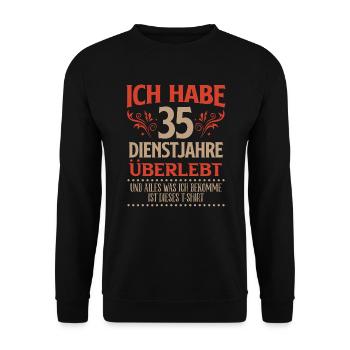 35 Dienstjahre Dienstjubiläum 35 Jahre - Unisex Pullover - Schwarz - Vorne - Alina (178cm) & Michal (187cm)