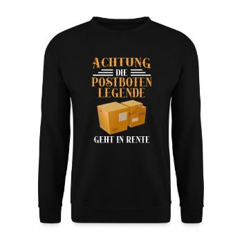 Postboten Legende geht in Rente - Unisex Pullover - Schwarz - Vorne - Alina (178cm) & Michal (187cm)
