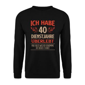 Dienstjubiläum 40 Jahre Firmenjubiläum - Unisex Pullover - Schwarz - Vorne - Alina (178cm) & Michal (187cm)