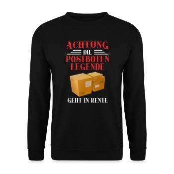 Postboten Legende geht in Rente - Unisex Pullover - Schwarz - Vorne - Alina (178cm) & Michal (187cm)