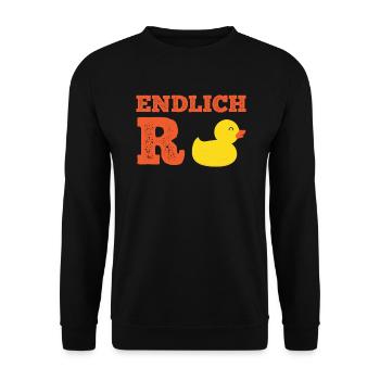 R Ente Renteneintritt Rentner - Unisex Pullover - Schwarz - Vorne - Alina (178cm) & Michal (187cm)