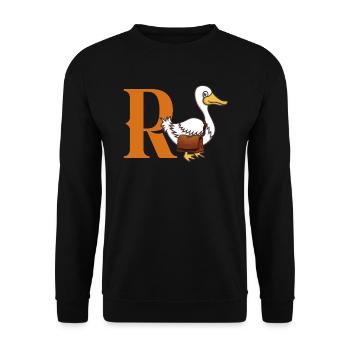Rente Renteneintritt R Ente - Unisex Pullover - Schwarz - Vorne - Alina (178cm) & Michal (187cm)