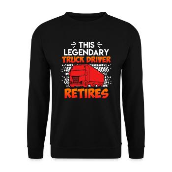 Truck Driver Pension Truck Pensioner - Unisex Sweatshirt - black - Front - Alina (178cm) & Michal (187cm)