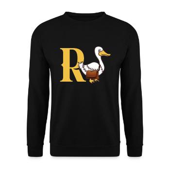 Rente Renteneintritt R Ente - Unisex Pullover - Schwarz - Vorne - Alina (178cm) & Michal (187cm)