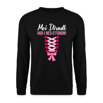 Dirndl hob i ned gfundn Ersatz Dirndl Trachten - Unisex Pullover - Schwarz - Vorne - Alina (178cm) & Michal (187cm)