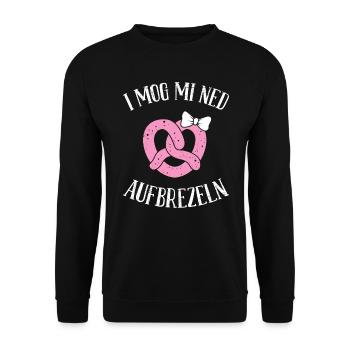 I mog mi ned aufbrezeln Trachtenshirt - Unisex Pullover - Schwarz - Vorne - Alina (178cm) & Michal (187cm)