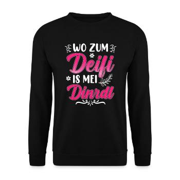 Zefix wo zum Deifi is mein Dirndl Volksfest Bier - Unisex Pullover - Schwarz - Vorne - Alina (178cm) & Michal (187cm)