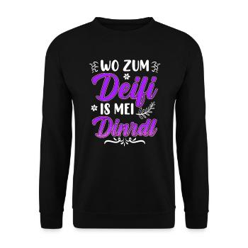 Zefix wo zum Deifi is mein Dirndl Volksfest Bier - Unisex Pullover - Schwarz - Vorne - Alina (178cm) & Michal (187cm)