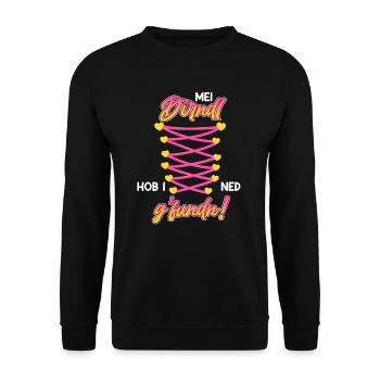 Mein Dirndl hab ich nicht gefunden Dirndl Ersatz - Unisex Pullover - Schwarz - Vorne - Alina (178cm) & Michal (187cm)