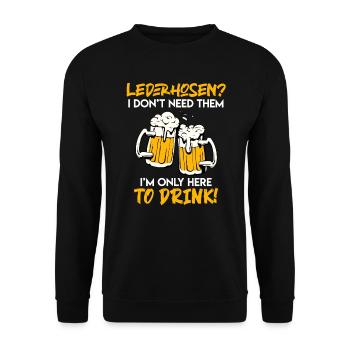 Lederhosen brauch ich nicht nur hier zum saufen - Unisex Pullover - Schwarz - Vorne - Alina (178cm) & Michal (187cm)