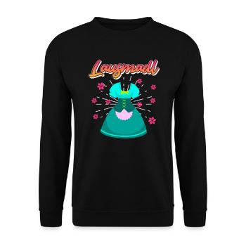 Dirndl Ersatz Lausmadl Damen Trachten - Unisex Pullover - Schwarz - Vorne - Alina (178cm) & Michal (187cm)