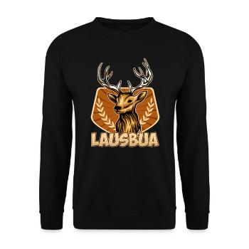 Lausbub Lausbube Bayern Herren Trachten - Unisex Pullover - Schwarz - Vorne - Alina (178cm) & Michal (187cm)
