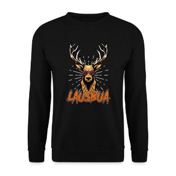 Trachten Shirt Hirsch Geweih Bayern Bier - Unisex Pullover - Schwarz - Vorne - Alina (178cm) & Michal (187cm)