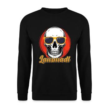 Trachtenshirt Lausmadl Lausmädchen Bayern - Unisex Pullover - Schwarz - Vorne - Alina (178cm) & Michal (187cm)