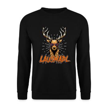Trachten Shirt Hirsch Geweih Bayern Bier - Unisex Pullover - Schwarz - Vorne - Alina (178cm) & Michal (187cm)