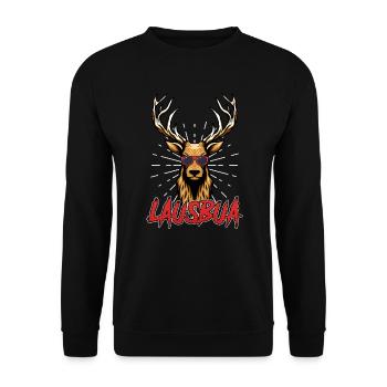 Trachten Shirt Hirsch Geweih Bayern Bier - Unisex Pullover - Schwarz - Vorne - Alina (178cm) & Michal (187cm)