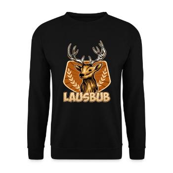 Lausbub Lausbube Bayern Herren Trachten - Unisex Pullover - Schwarz - Vorne - Alina (178cm) & Michal (187cm)