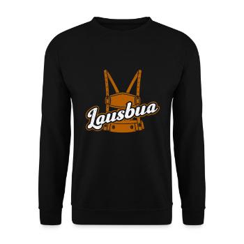 Trachtenshirt Bayern Volksfest Lausbua - Unisex Pullover - Schwarz - Vorne - Alina (178cm) & Michal (187cm)