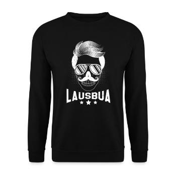 Trachtenshirt Bayern Volksfest Lausbua - Unisex Pullover - Schwarz - Vorne - Alina (178cm) & Michal (187cm)