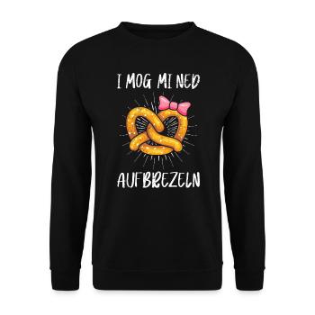 I mog mi ned Aufbrezeln Bayern Brezel - Unisex Pullover - Schwarz - Vorne - Alina (178cm) & Michal (187cm)