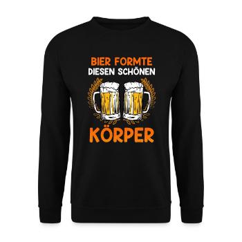 Bier formte diesen schönen Körper Bayern Herren - Unisex Pullover - Schwarz - Vorne - Alina (178cm) & Michal (187cm)