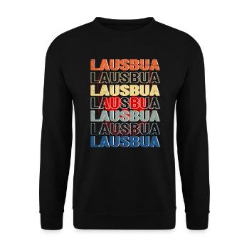 Trachtenshirt Bayern Volksfest Lausbua - Unisex Pullover - Schwarz - Vorne - Alina (178cm) & Michal (187cm)